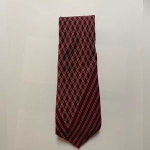 Ted Lapidus Paris Burgundy Gold Silk Tie EUC